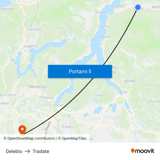 Delebio to Tradate map