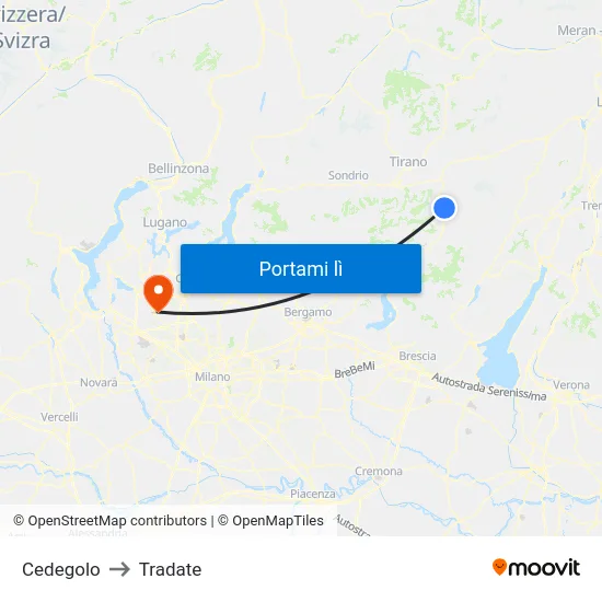 Cedegolo to Tradate map