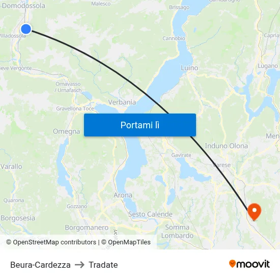 Beura-Cardezza to Tradate map