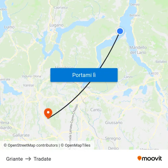 Griante to Tradate map