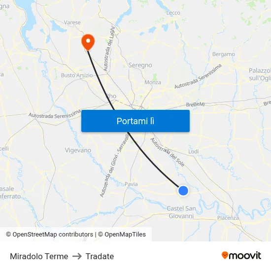 Miradolo Terme to Tradate map