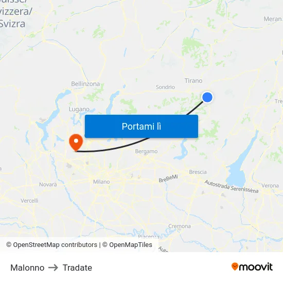 Malonno to Tradate map