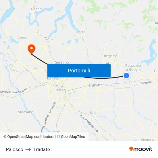 Palosco to Tradate map