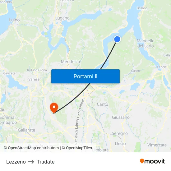 Lezzeno to Tradate map