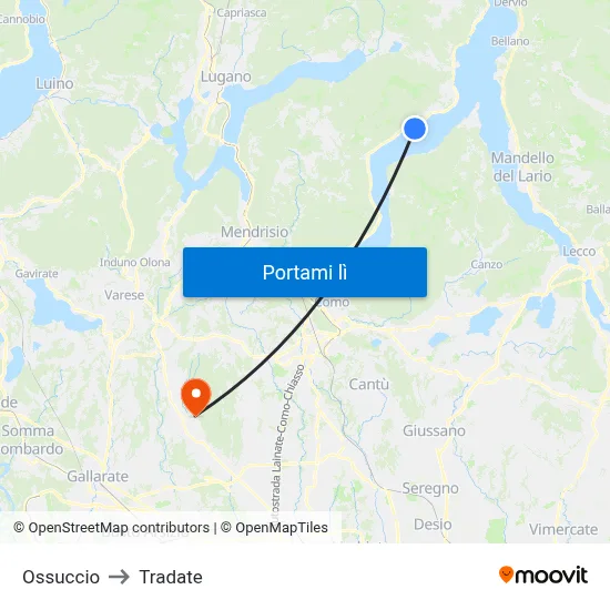Ossuccio to Tradate map