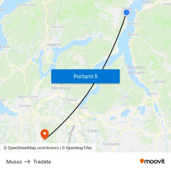 Musso to Tradate map