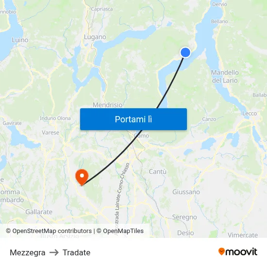 Mezzegra to Tradate map