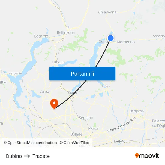 Dubino to Tradate map