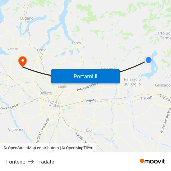 Fonteno to Tradate map