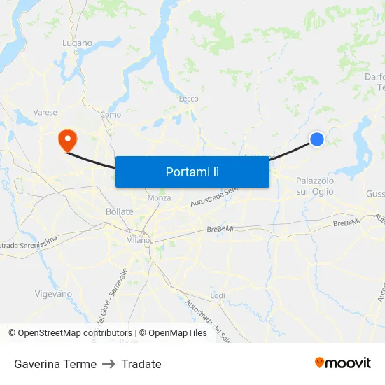 Gaverina Terme to Tradate map