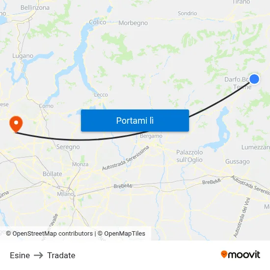 Esine to Tradate map