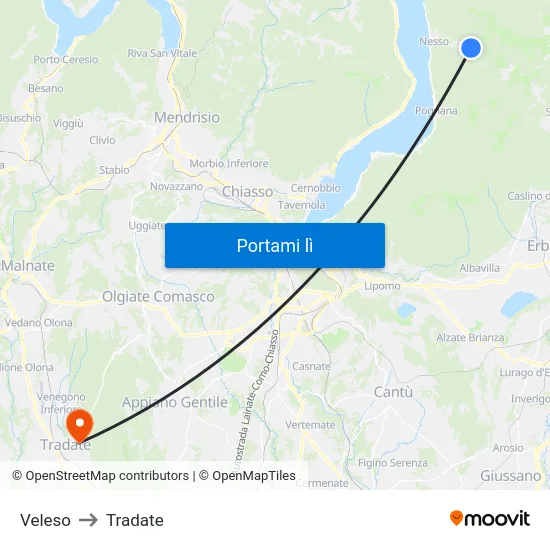 Veleso to Tradate map