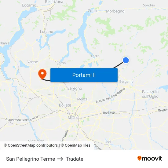 San Pellegrino Terme to Tradate map