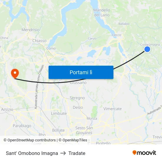 Sant' Omobono Imagna to Tradate map