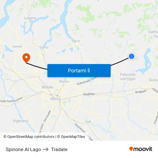 Spinone Al Lago to Tradate map