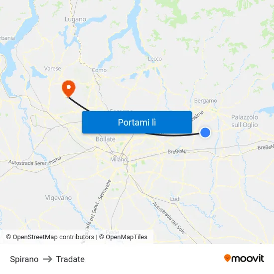 Spirano to Tradate map
