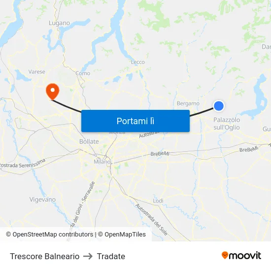 Trescore Balneario to Tradate map
