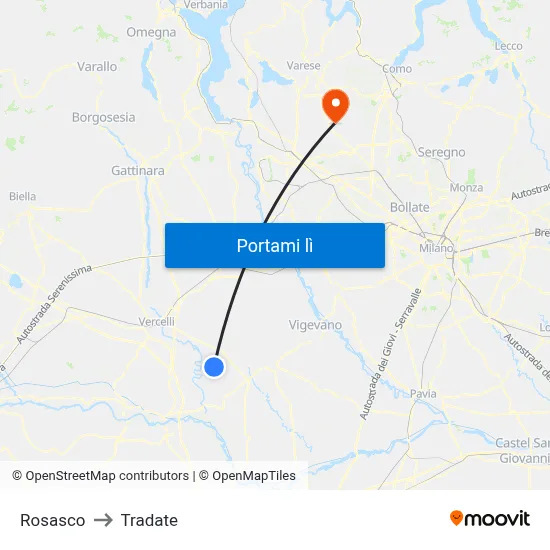 Rosasco to Tradate map