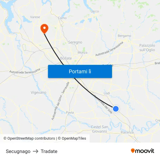 Secugnago to Tradate map
