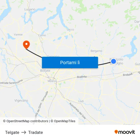 Telgate to Tradate map