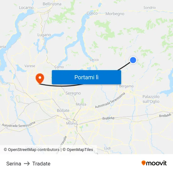 Serina to Tradate map