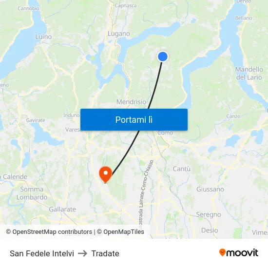 San Fedele Intelvi to Tradate map