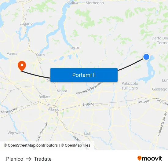 Pianico to Tradate map