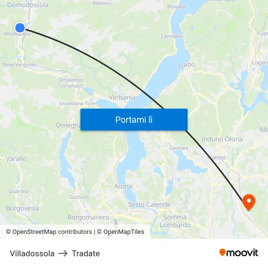 Villadossola to Tradate map