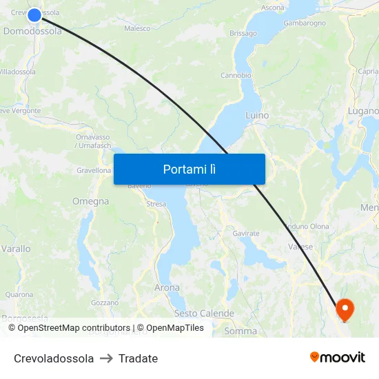 Crevoladossola to Tradate map