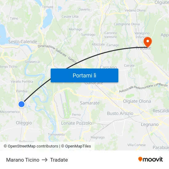 Marano Ticino to Tradate map
