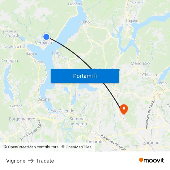 Vignone to Tradate map