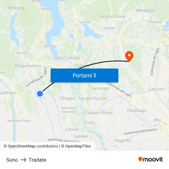 Suno to Tradate map