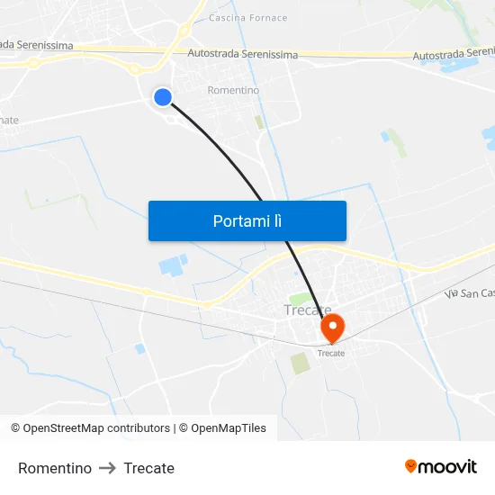 Romentino to Trecate map