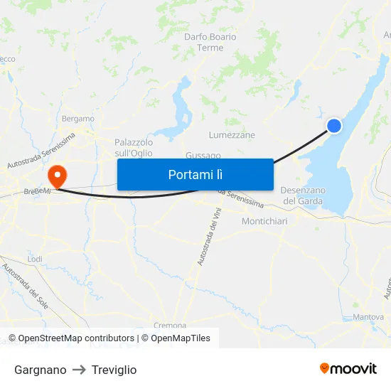 Gargnano to Treviglio map