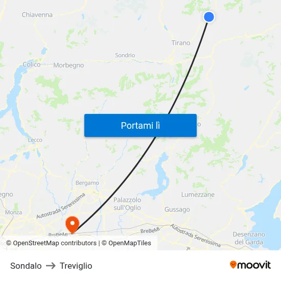 Sondalo to Treviglio map