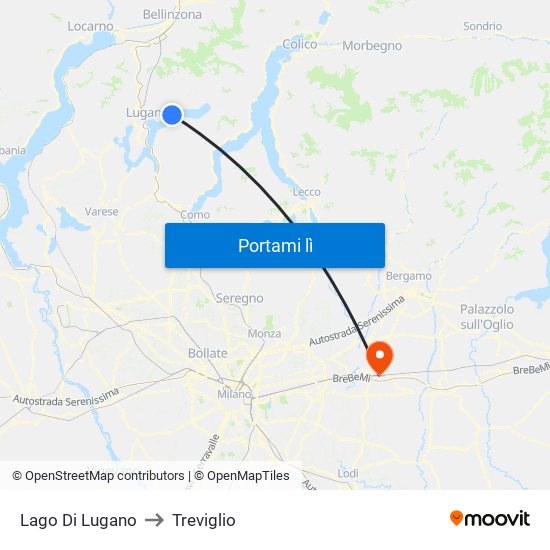 Lago Di Lugano to Treviglio map