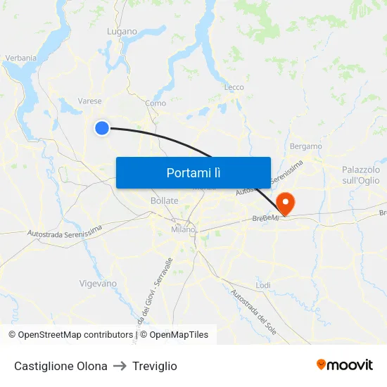 Castiglione Olona to Treviglio map