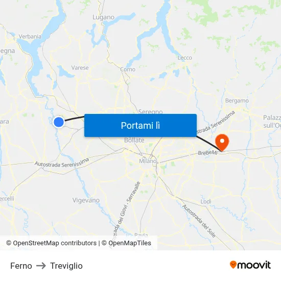 Ferno to Treviglio map