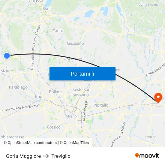 Gorla Maggiore to Treviglio map