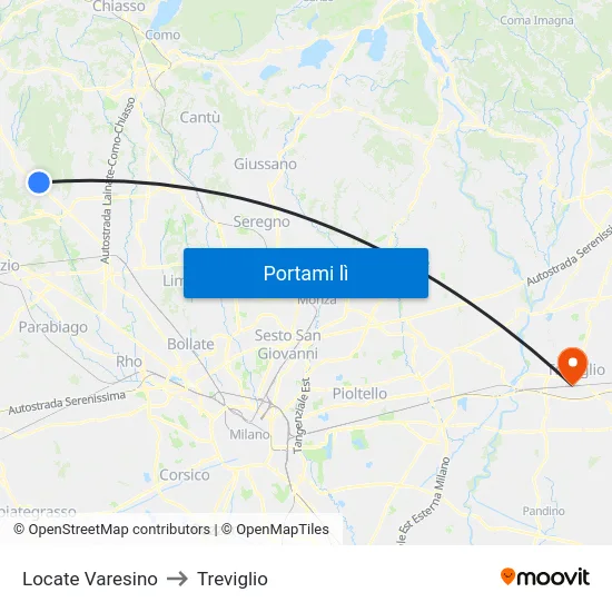 Locate Varesino to Treviglio map