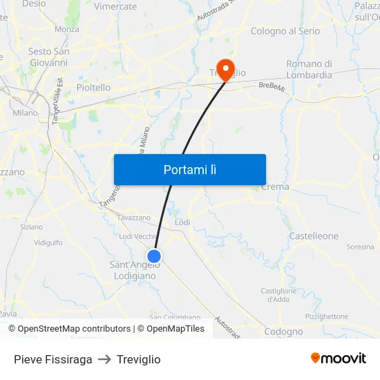 Pieve Fissiraga to Treviglio map