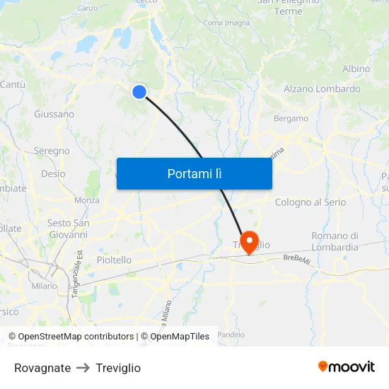 Rovagnate to Treviglio map