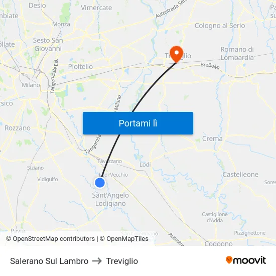 Salerano Sul Lambro to Treviglio map