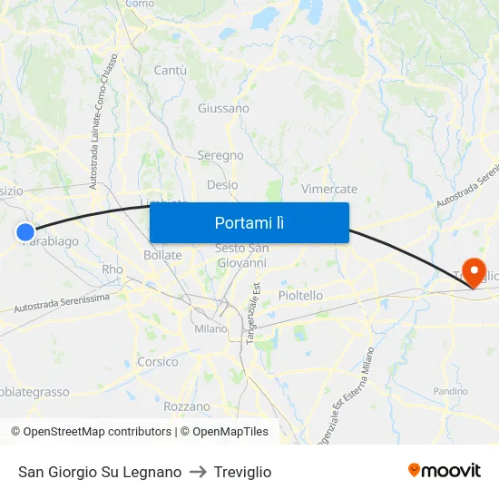 San Giorgio Su Legnano to Treviglio map