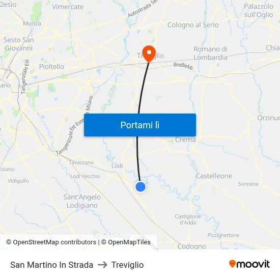 San Martino In Strada to Treviglio map