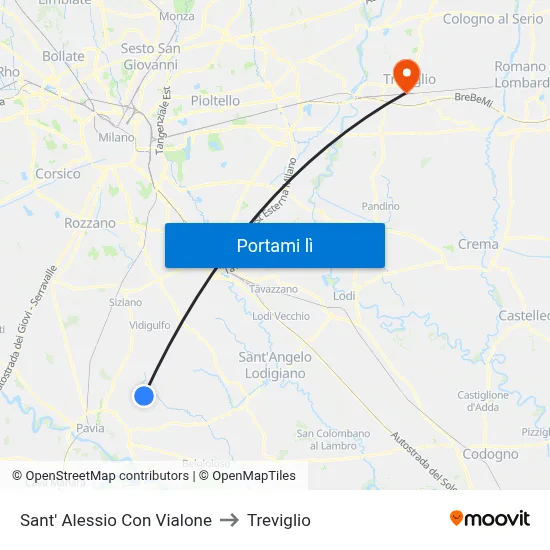 Sant' Alessio Con Vialone to Treviglio map