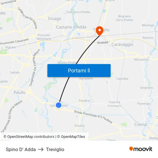 Spino D' Adda to Treviglio map