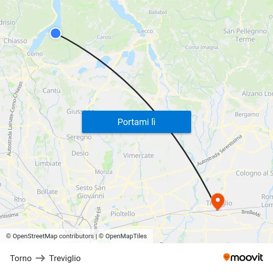 Torno to Treviglio map