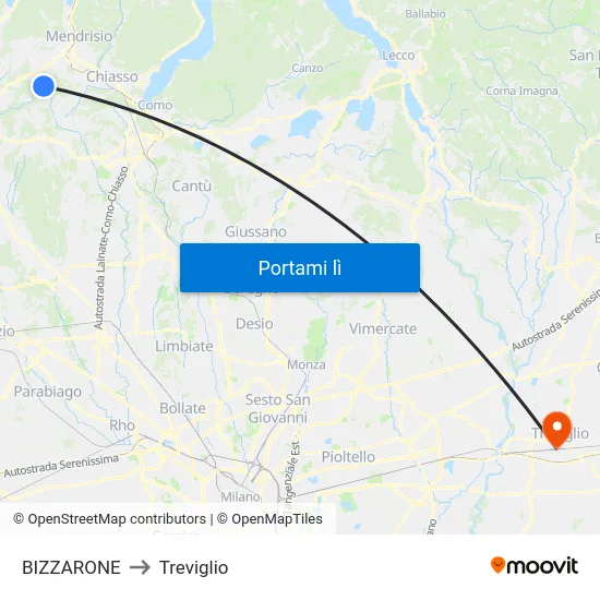 BIZZARONE to Treviglio map