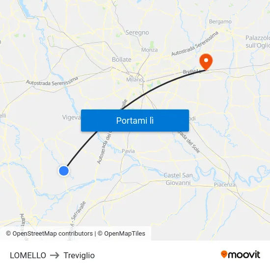 LOMELLO to Treviglio map